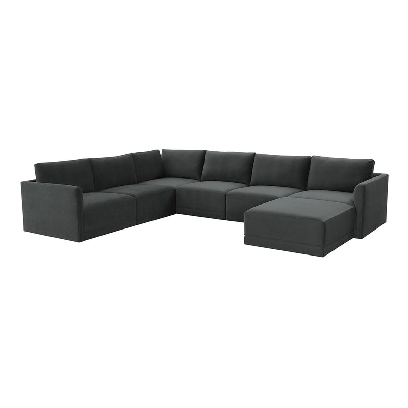 TOV Furniture Willow Velvet Modular Large Chaise Sectional Sofa