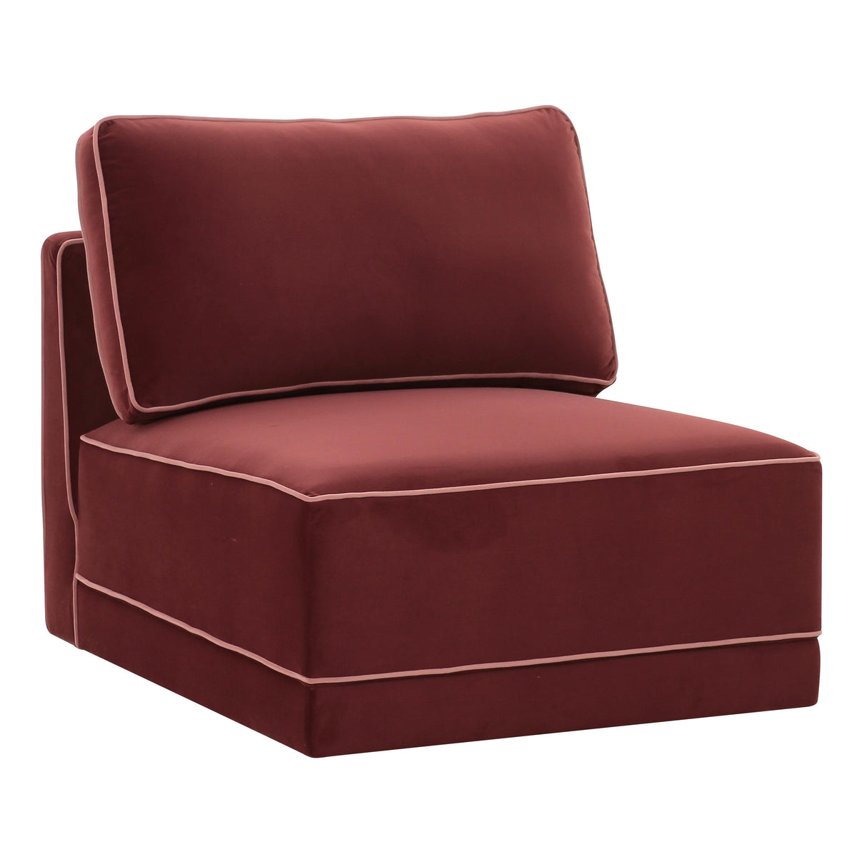 TOV Furniture Willow Performance Velvet Modular Armless Chair in red velvet, primary product view