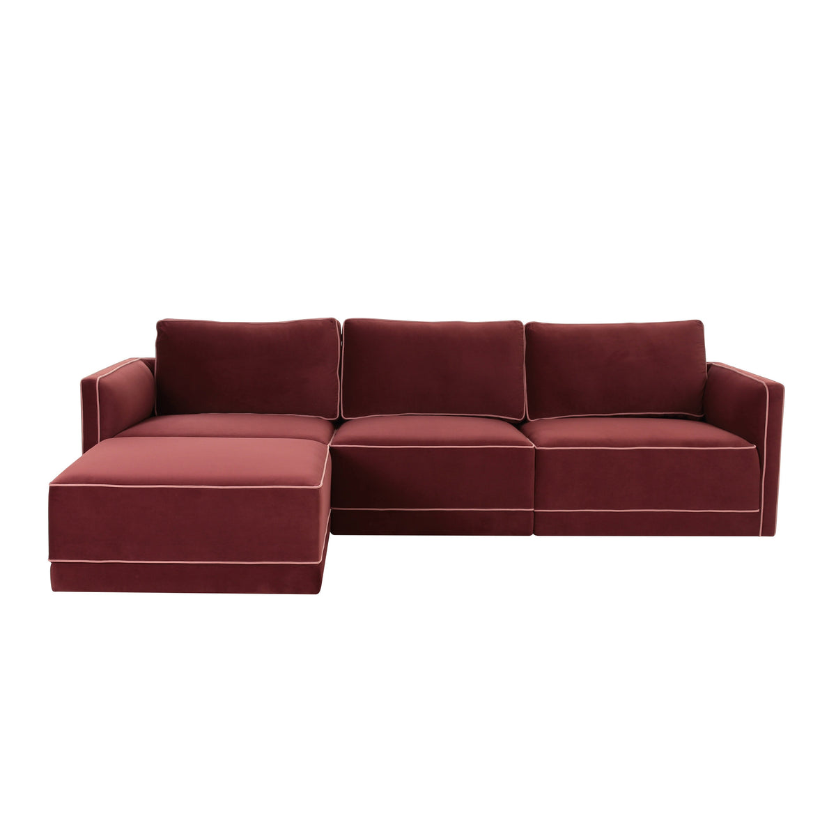 TOV Furniture Willow Red Performance Velvet Modular 4-Piece Sectional Sofa