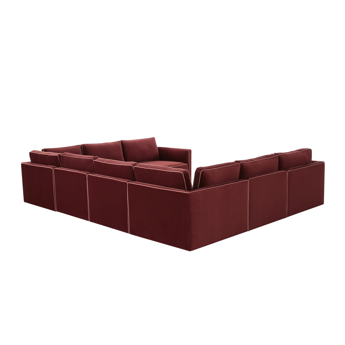 TOV Furniture Willow Red Performance Velvet Modular Large 8-Piece U Sectional Sofa