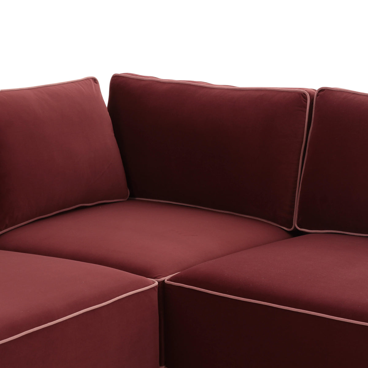 TOV Furniture Willow Red Performance Velvet Modular 7-Piece Large Chaise Sectional Sofa
