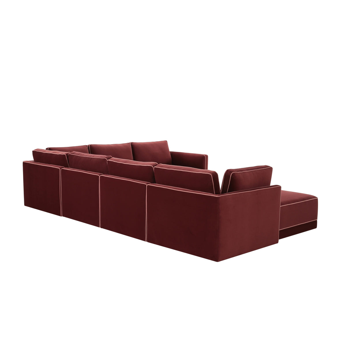 TOV Furniture Willow Red Performance Velvet Modular 7-Piece Large Chaise Sectional Sofa
