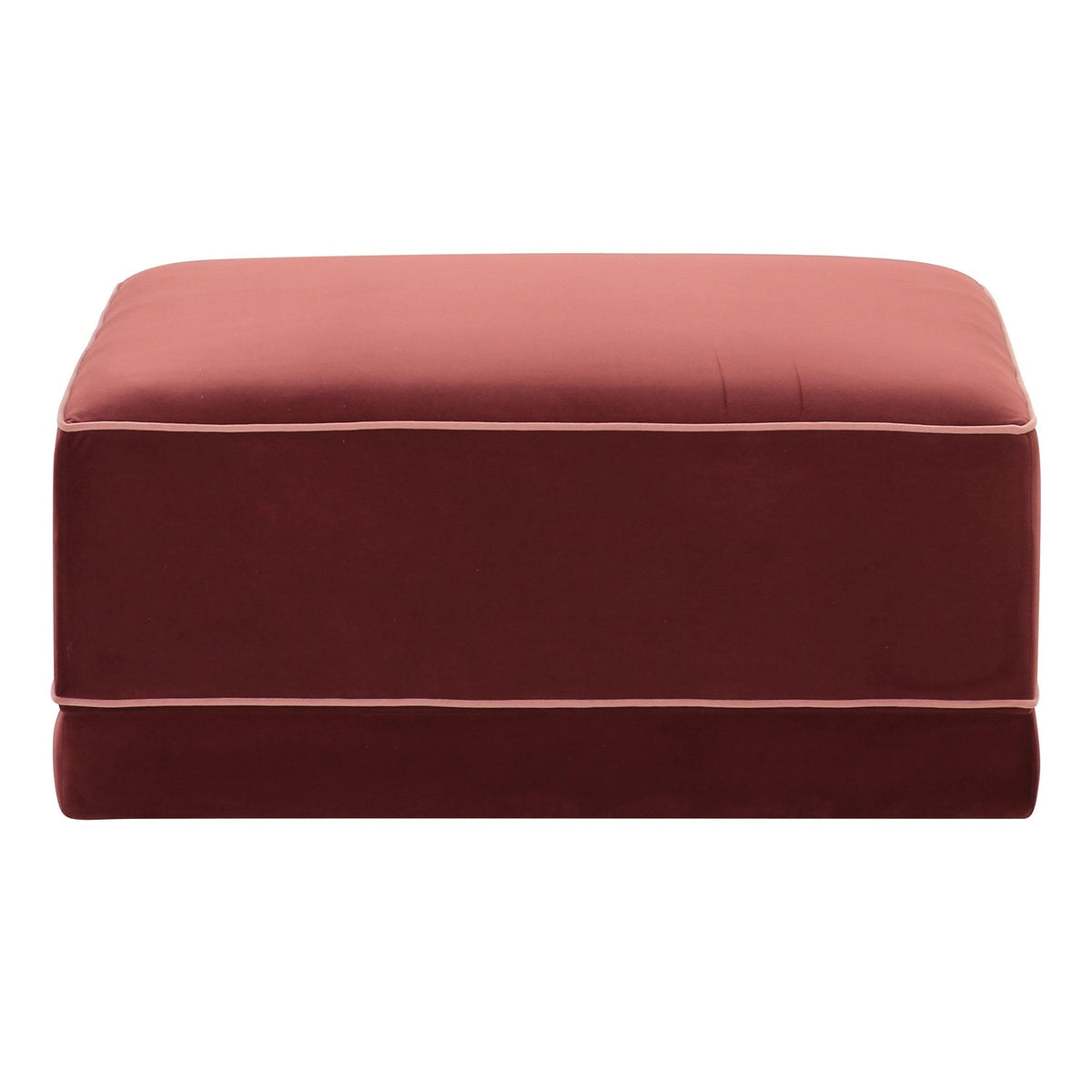 TOV Furniture Willow Performance Velvet Modular Ottoman in red velvet, primary product view