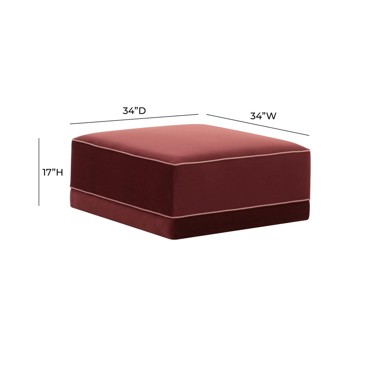 TOV Furniture Willow Red Performance Velvet Modular Ottoman