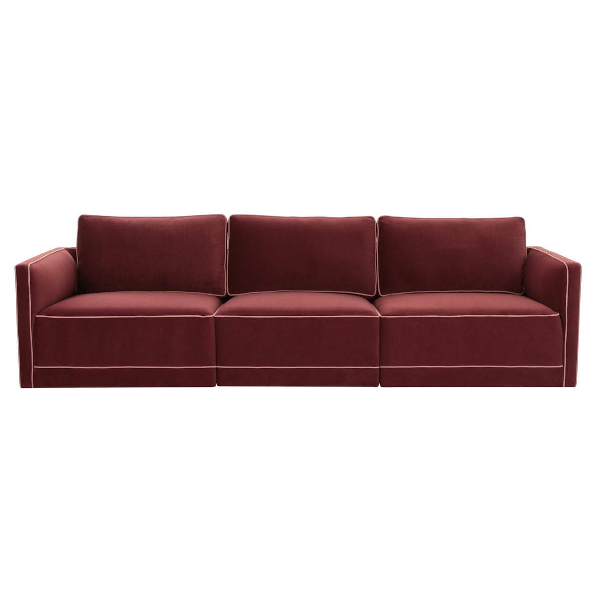 TOV Furniture Willow 105" Performance Velvet Modular Sofa in berry red performance velvet, primary product view
