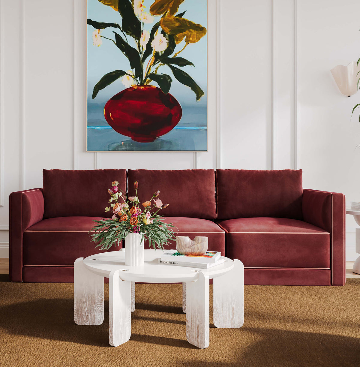 TOV Furniture Willow Red Performance Velvet Modular Sofa