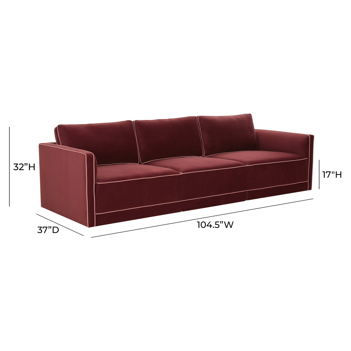 TOV Furniture Willow Red Performance Velvet Modular Sofa