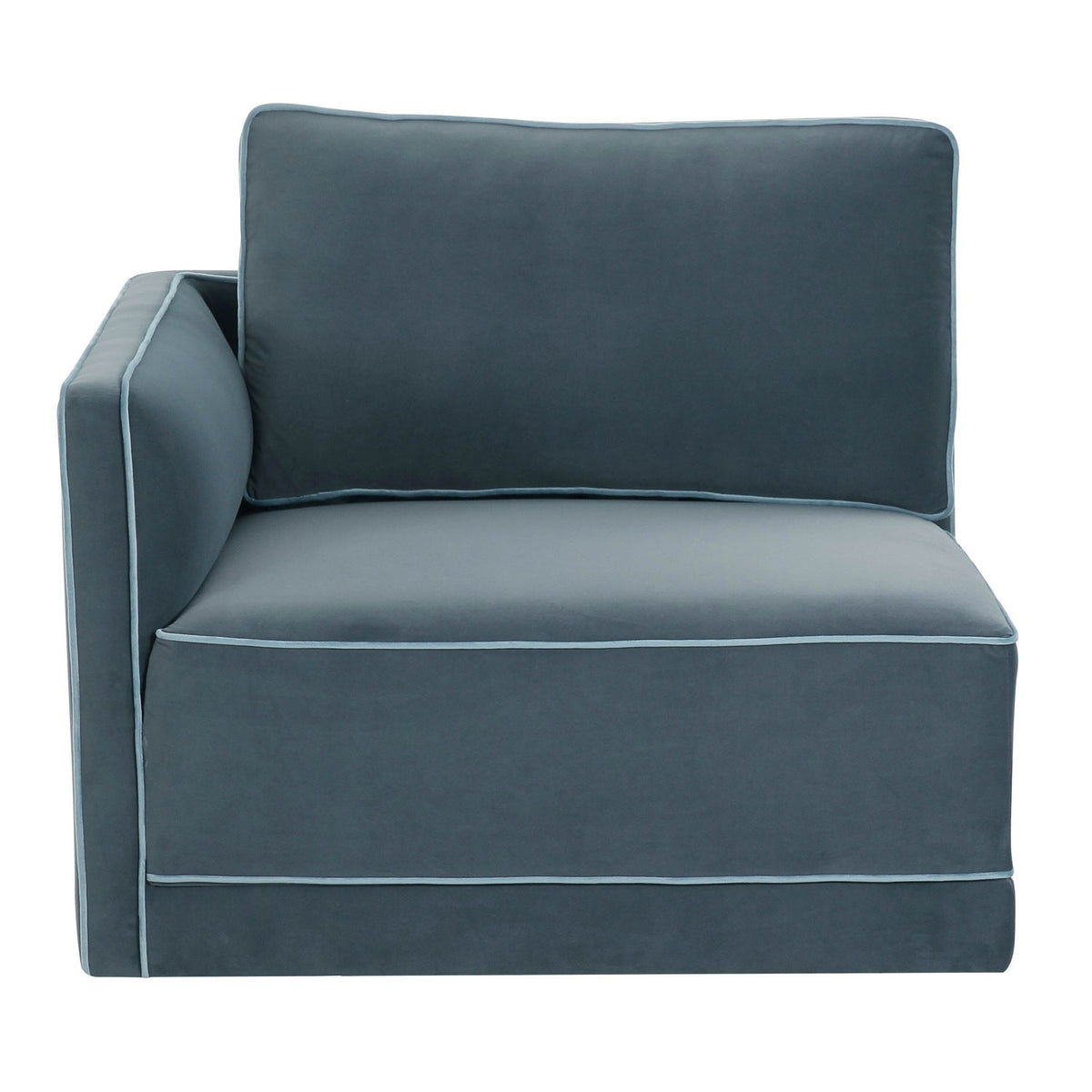 TOV Furniture Willow Performance Velvet Modular LAF Corner Chair in blue performance velvet, primary product view