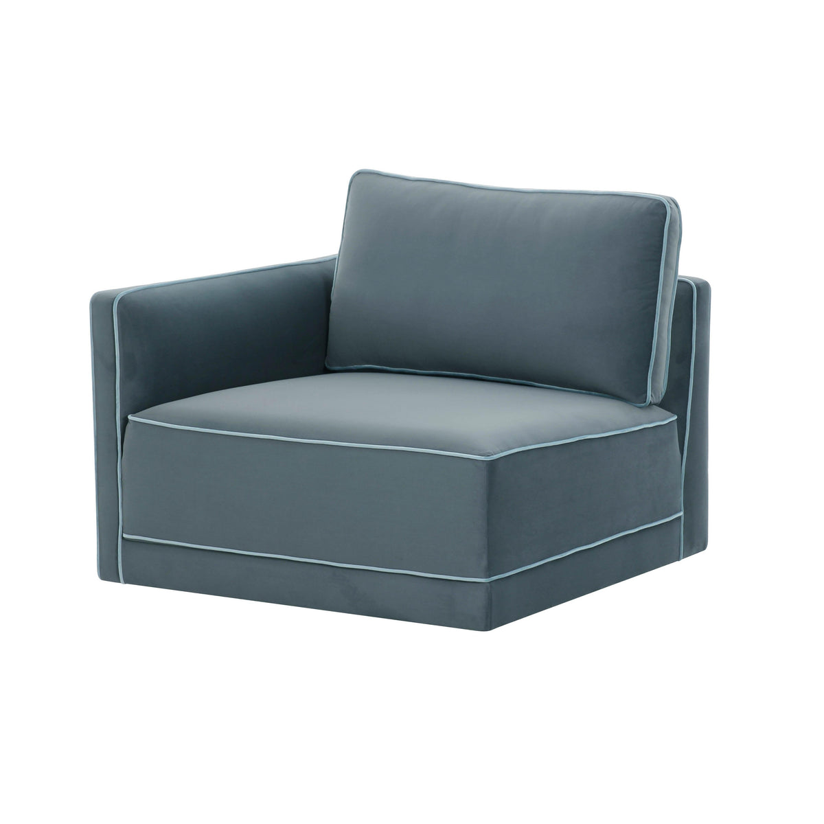 TOV Furniture Willow Blue Performance Velvet Modular LAF Corner Chair