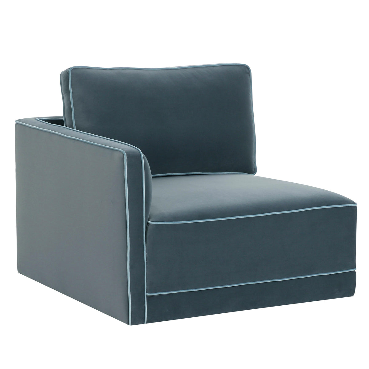 TOV Furniture Willow Blue Performance Velvet Modular LAF Corner Chair