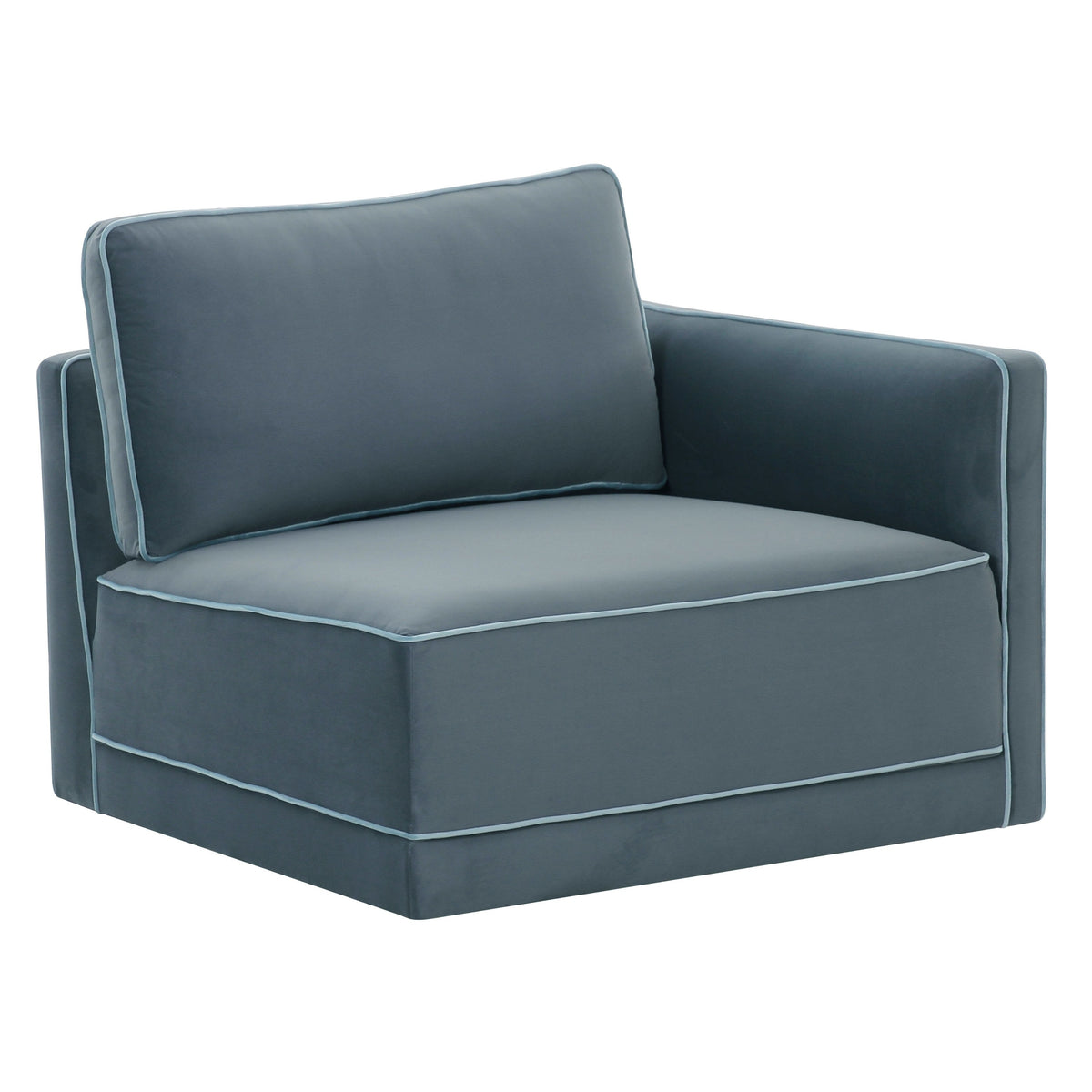TOV Furniture Willow Blue Performance Velvet Modular RAF Corner Chair