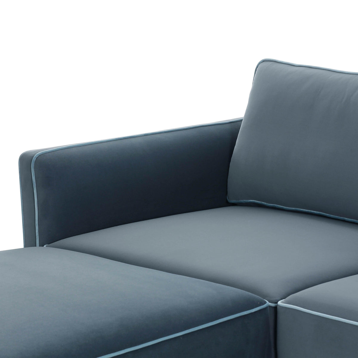 TOV Furniture Willow Blue Performance Velvet Modular 4-Piece Sectional Sofa