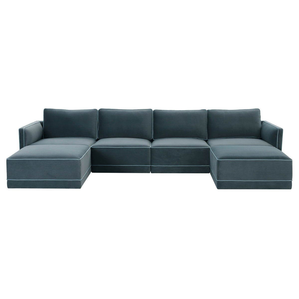 TOV Furniture Willow 6-Piece Performance Velvet Modular U Sectional in misty blue, primary product view