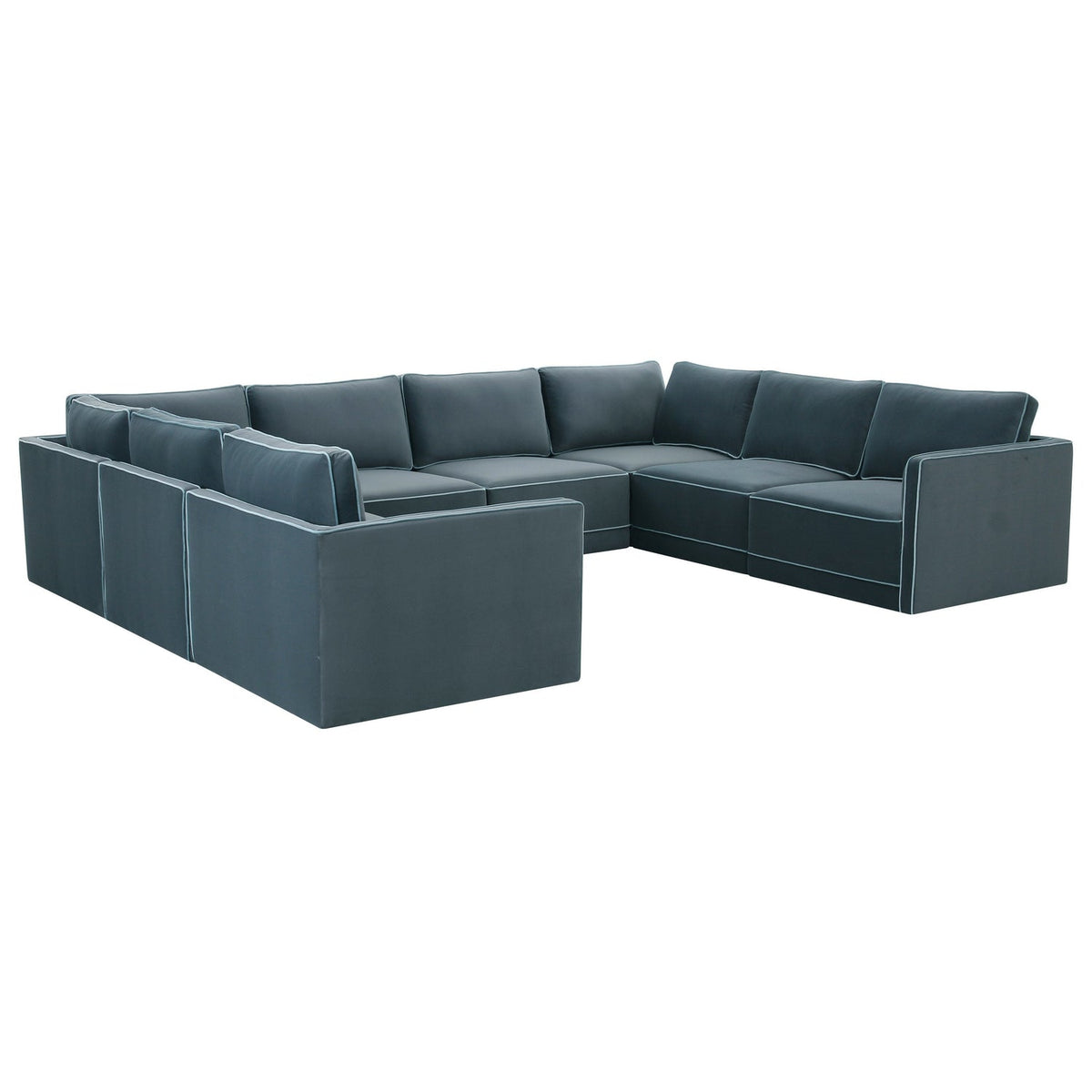 TOV Furniture Willow 8-Piece Performance Velvet Modular Large U Sectional in Blue Plywood, primary product view