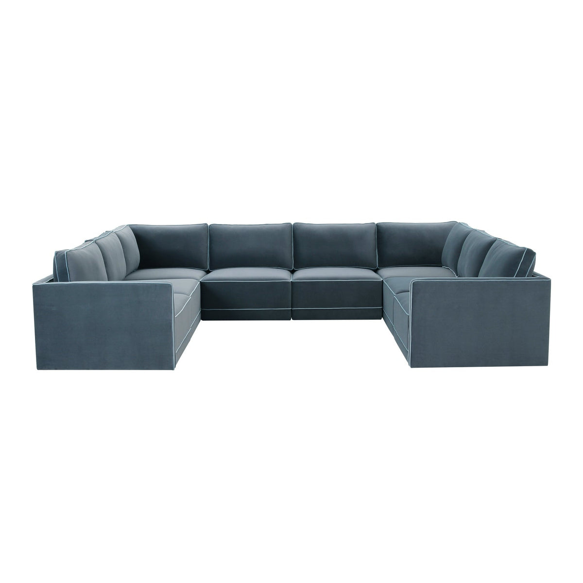 TOV Furniture Willow Blue Performance Velvet Modular Large 8-Piece  U Sectional Sofa