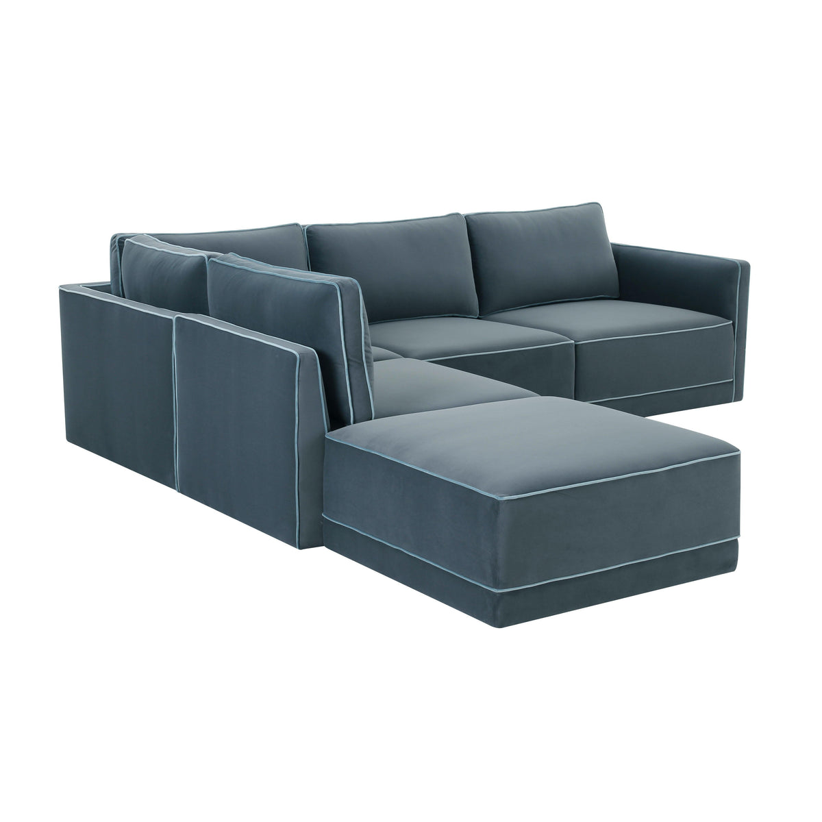 TOV Furniture Willow Blue Performance Velvet Modular 5-Piece Left Facing Sectional Sofa