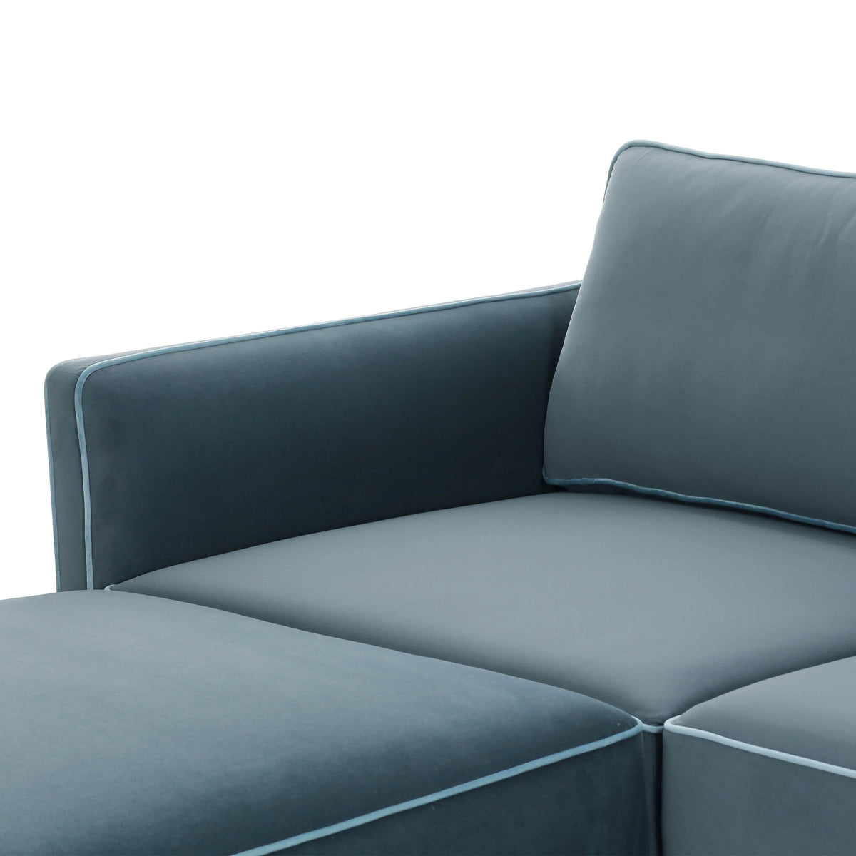 TOV Furniture Willow Blue Performance Velvet Modular 5-Piece Left Facing Sectional Sofa
