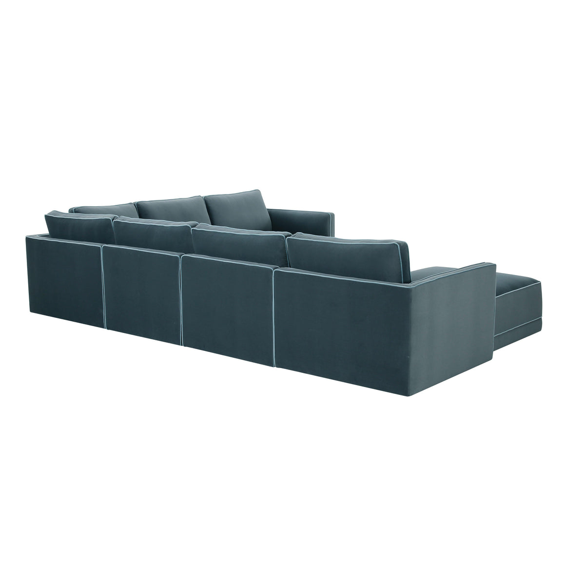 TOV Furniture Willow Blue Performance Velvet Modular 7-Piece Large Chaise Sectional Sofa