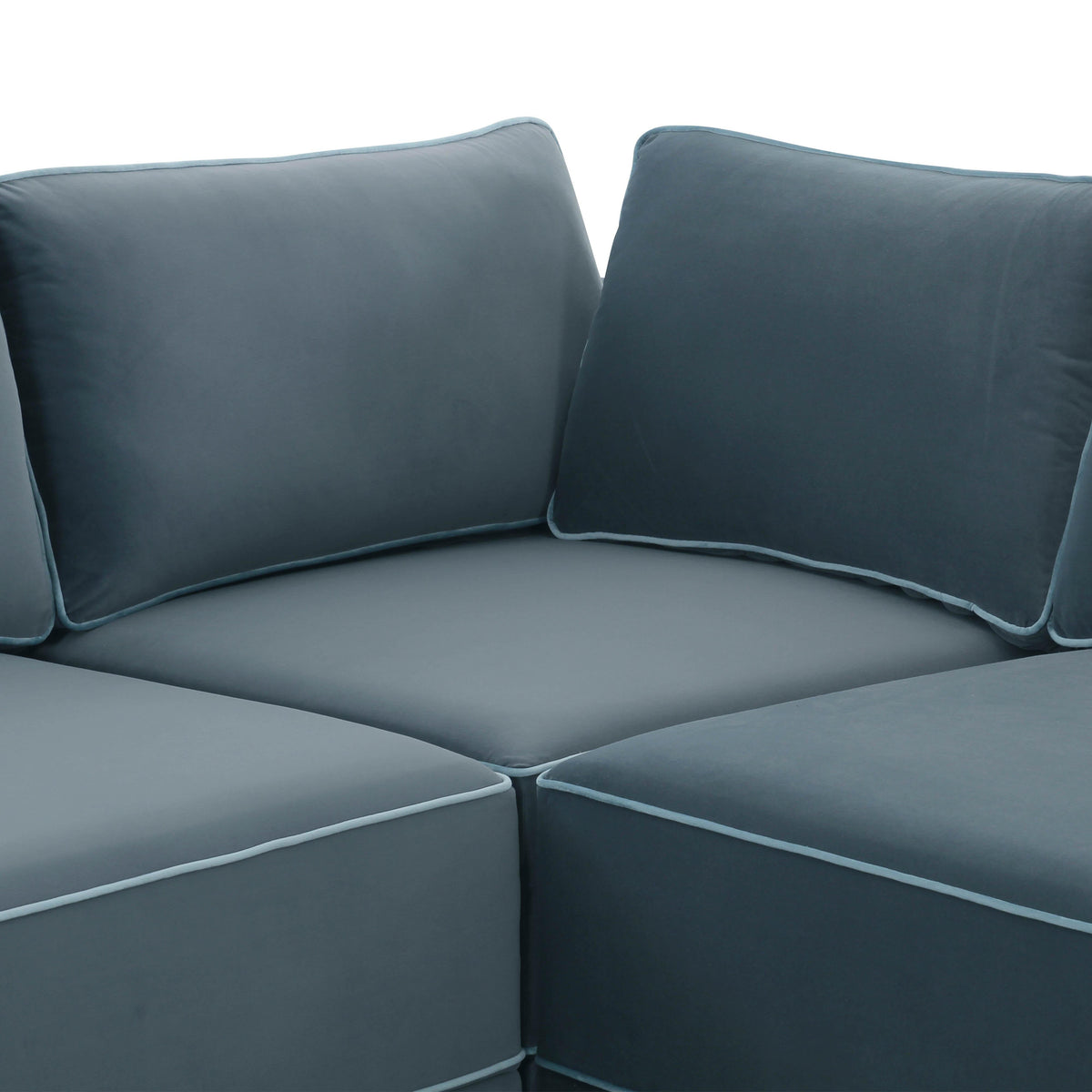 TOV Furniture Willow Blue Performance Velvet Modular 7-Piece Large Chaise Sectional Sofa