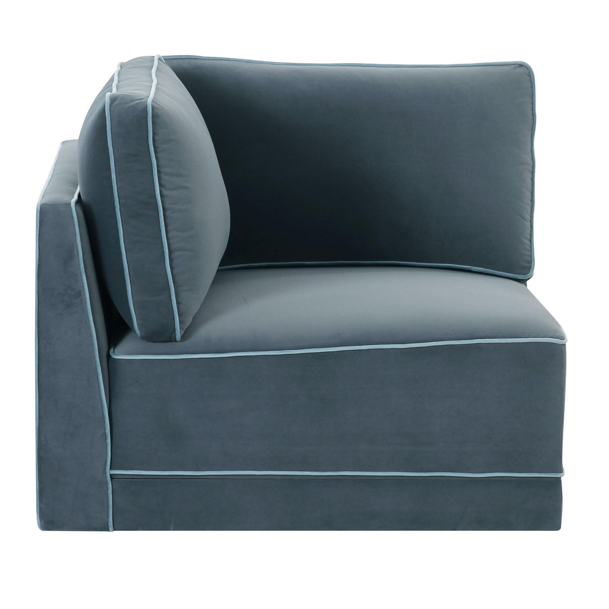 TOV Furniture Willow Blue Performance Velvet Modular Corner Chair