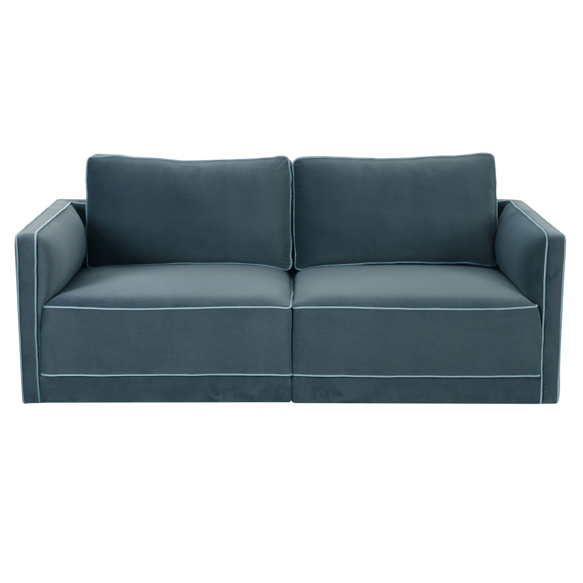 TOV Furniture Willow 74" Performance Velvet Modular Loveseat in blue performance velvet, primary product view