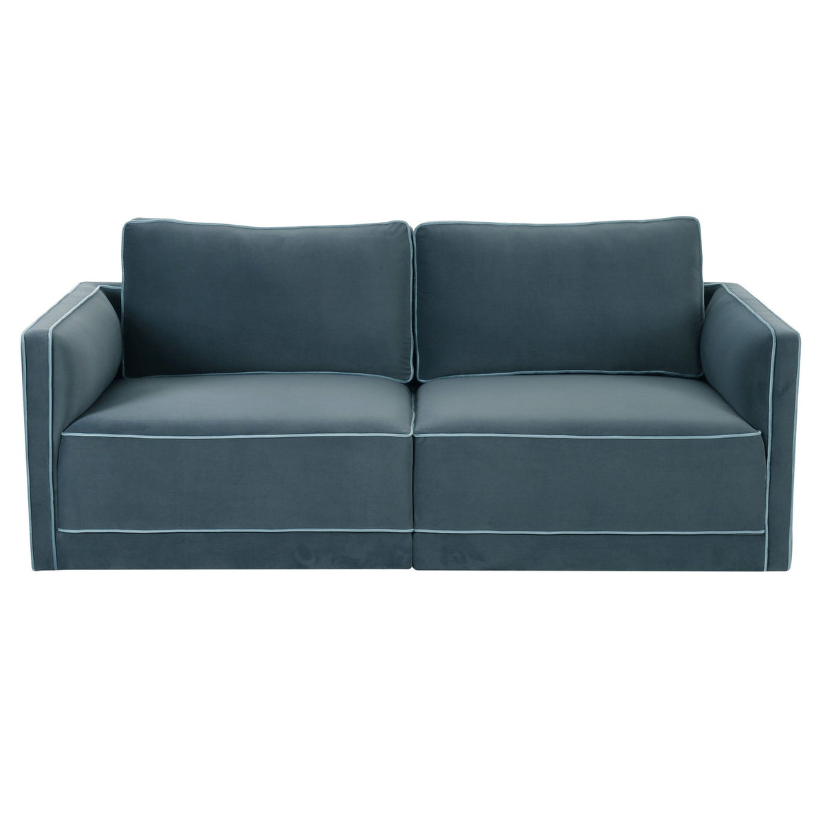 TOV Furniture Willow 74" Performance Velvet Modular Loveseat in blue performance velvet, primary product view