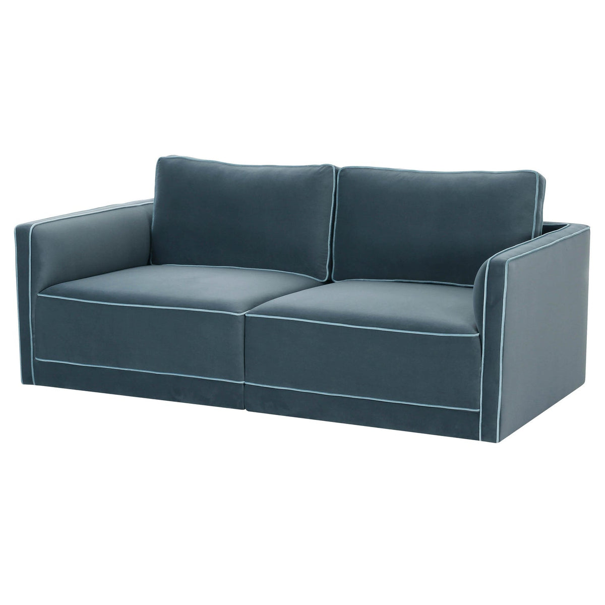 TOV Furniture Willow Blue Performance Velvet Modular Loveseat