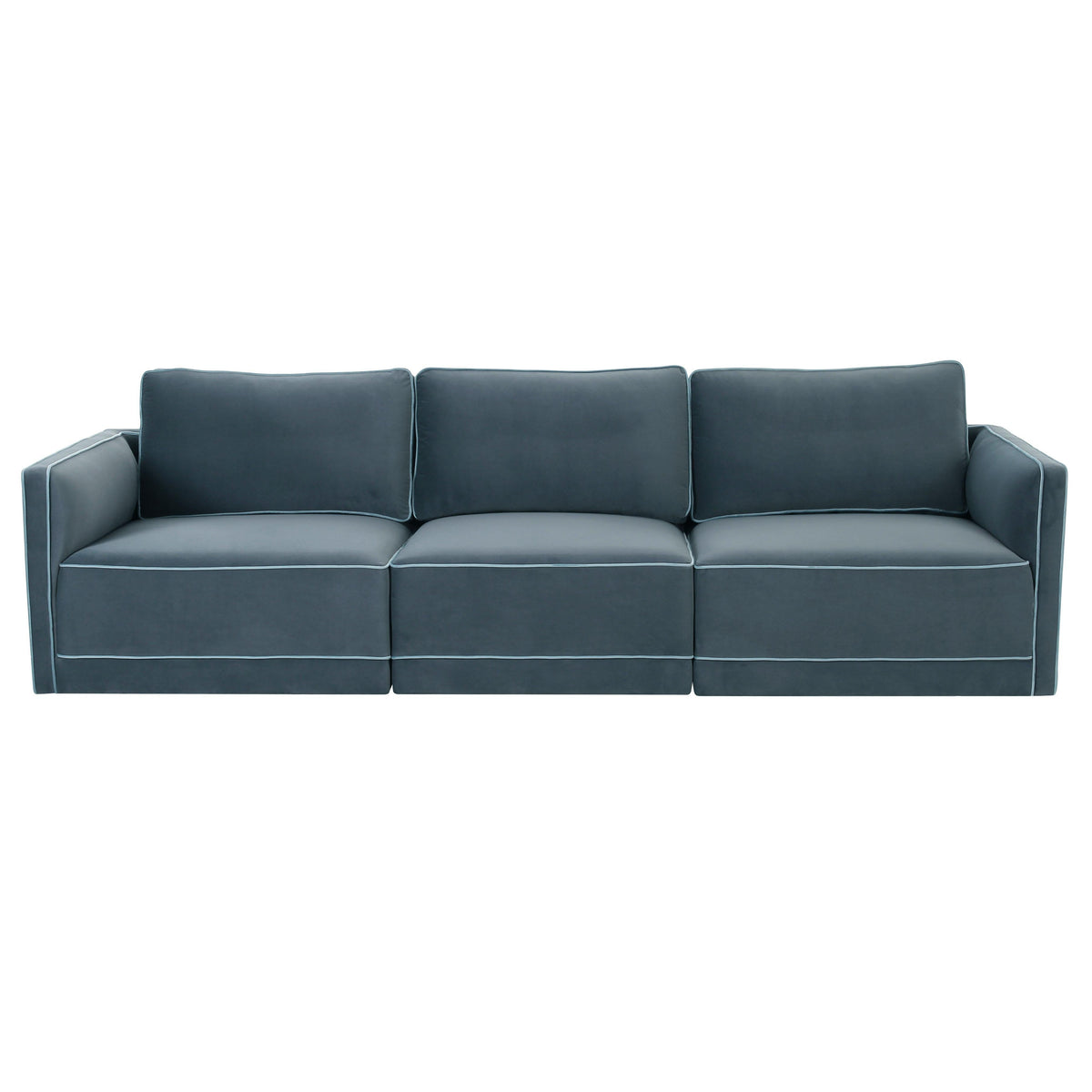 TOV Furniture Willow 105" Performance Velvet Modular Sofa in misty blue performance velvet, primary product view
