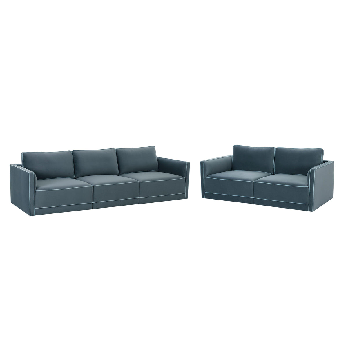 TOV Furniture Willow Blue Performance Velvet Modular Sofa