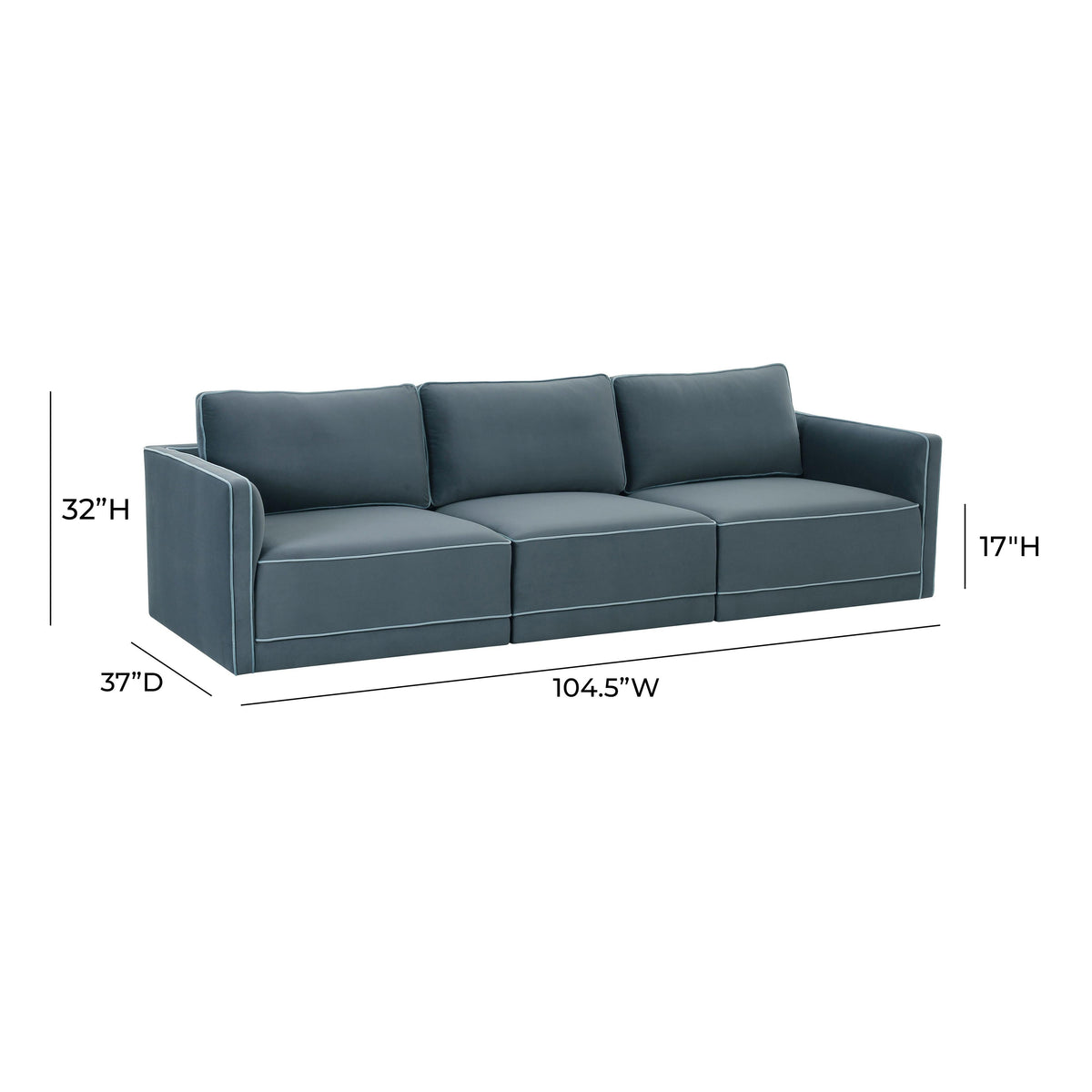 TOV Furniture Willow Blue Performance Velvet Modular Sofa
