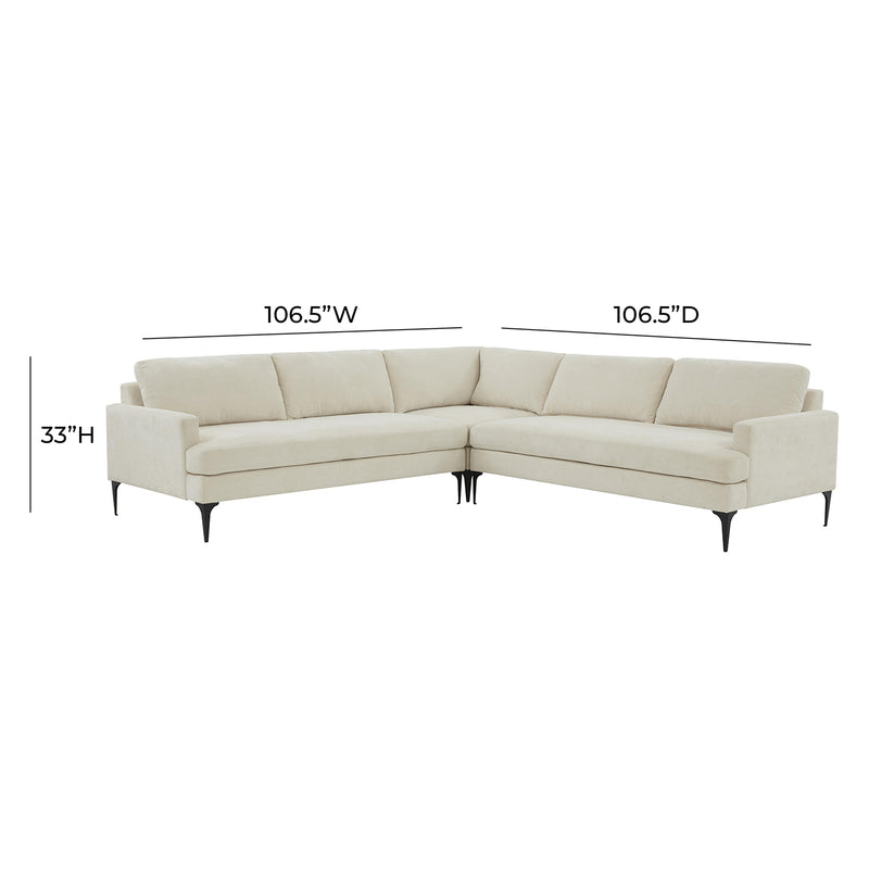 TOV Furniture Serena Velvet L-Shape Sectional Sofa