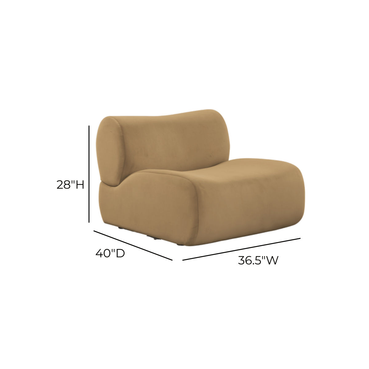 TOV Furniture Zenith Latte Brown Performance Velvet Armless Chair