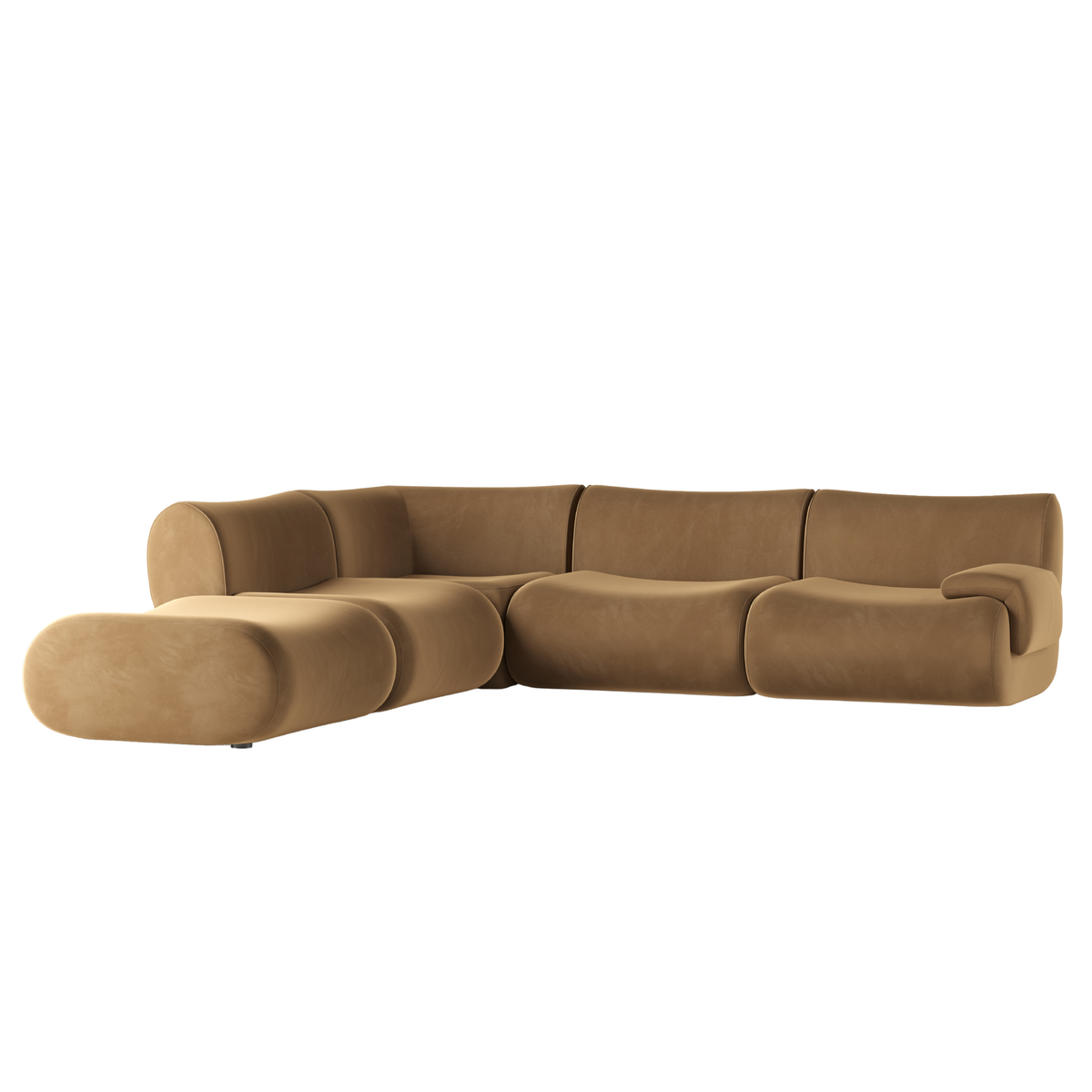 TOV Furniture Zenith 5-Piece Performance Velvet Modular Sectional in Brown Fabric, primary product view