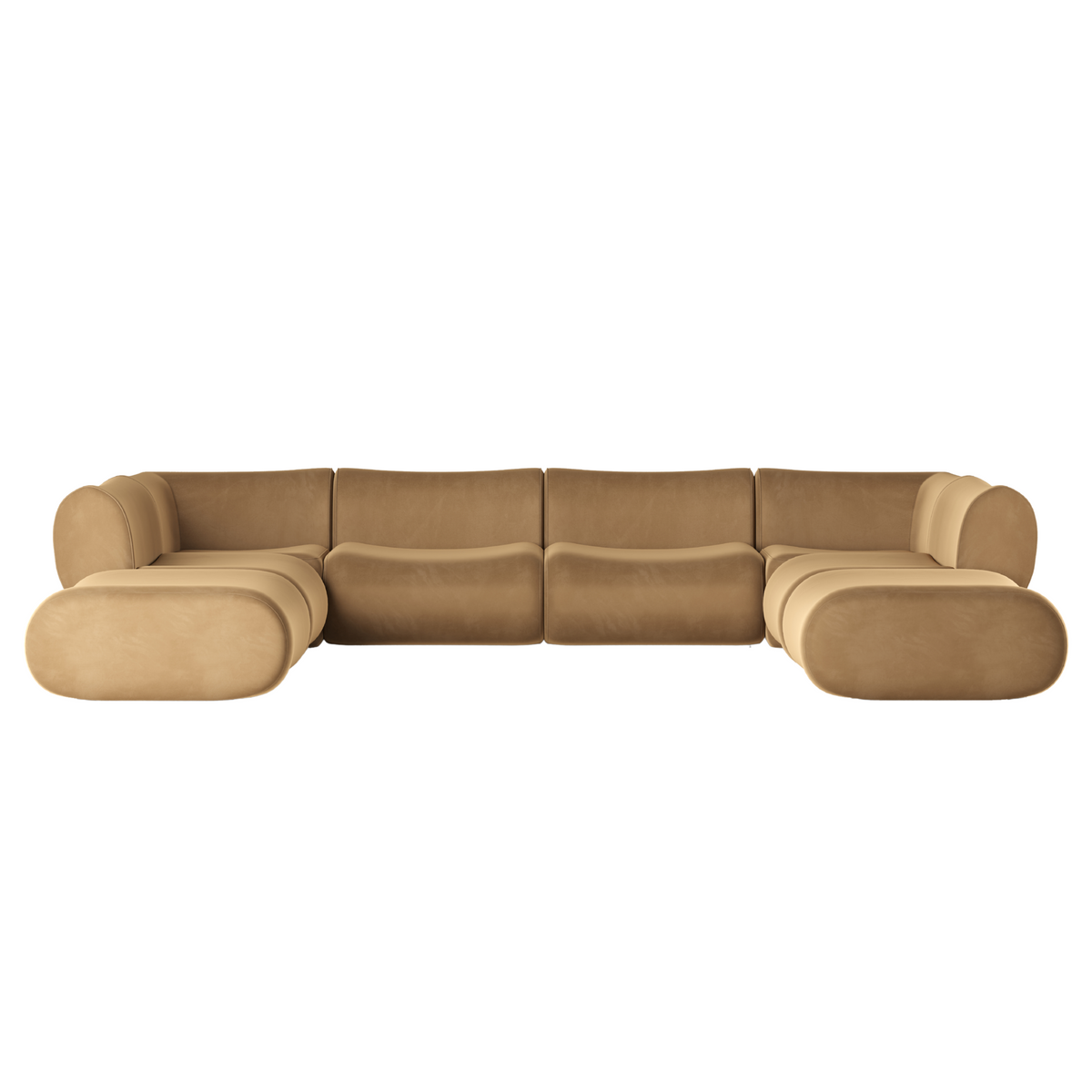 TOV Furniture Zenith 8-Piece Latte Brown Performance Velvet Modular U-Sectional in Brown Fabric, primary product view