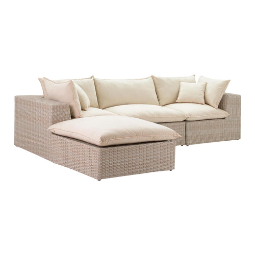 TOV Furniture Cali Natural Wicker Outdoor Modular Sectional Sofa