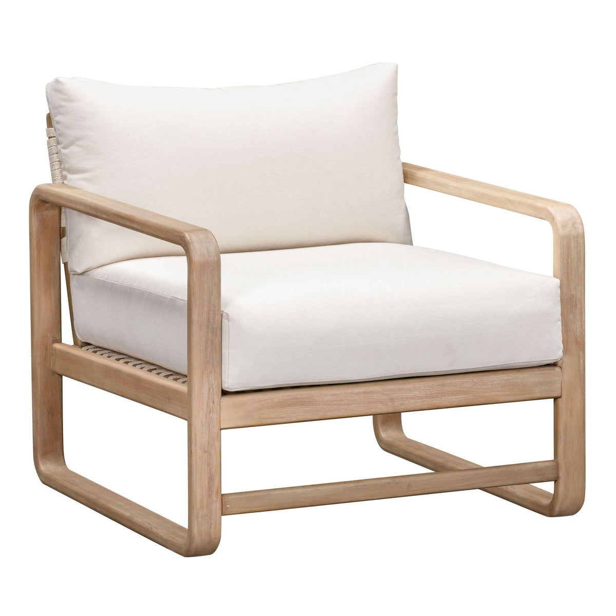 TOV Furniture Palata Cream Performance Outdoor Accent Chair in cream on eucalyptus, primary product view