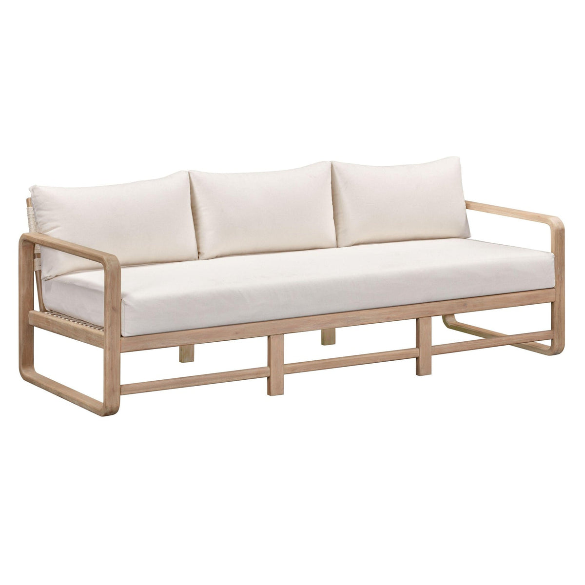 TOV Furniture Palata 84" Cream Performance Outdoor Sofa in cream on eucalyptus frame, primary product view