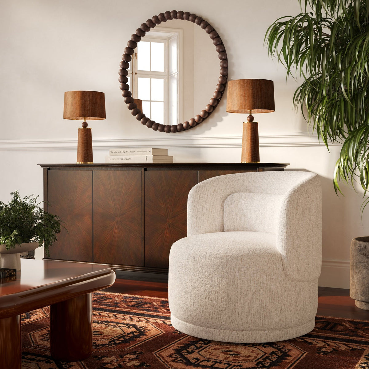TOV Furniture Massa Beige Textured Performance Swivel Chair