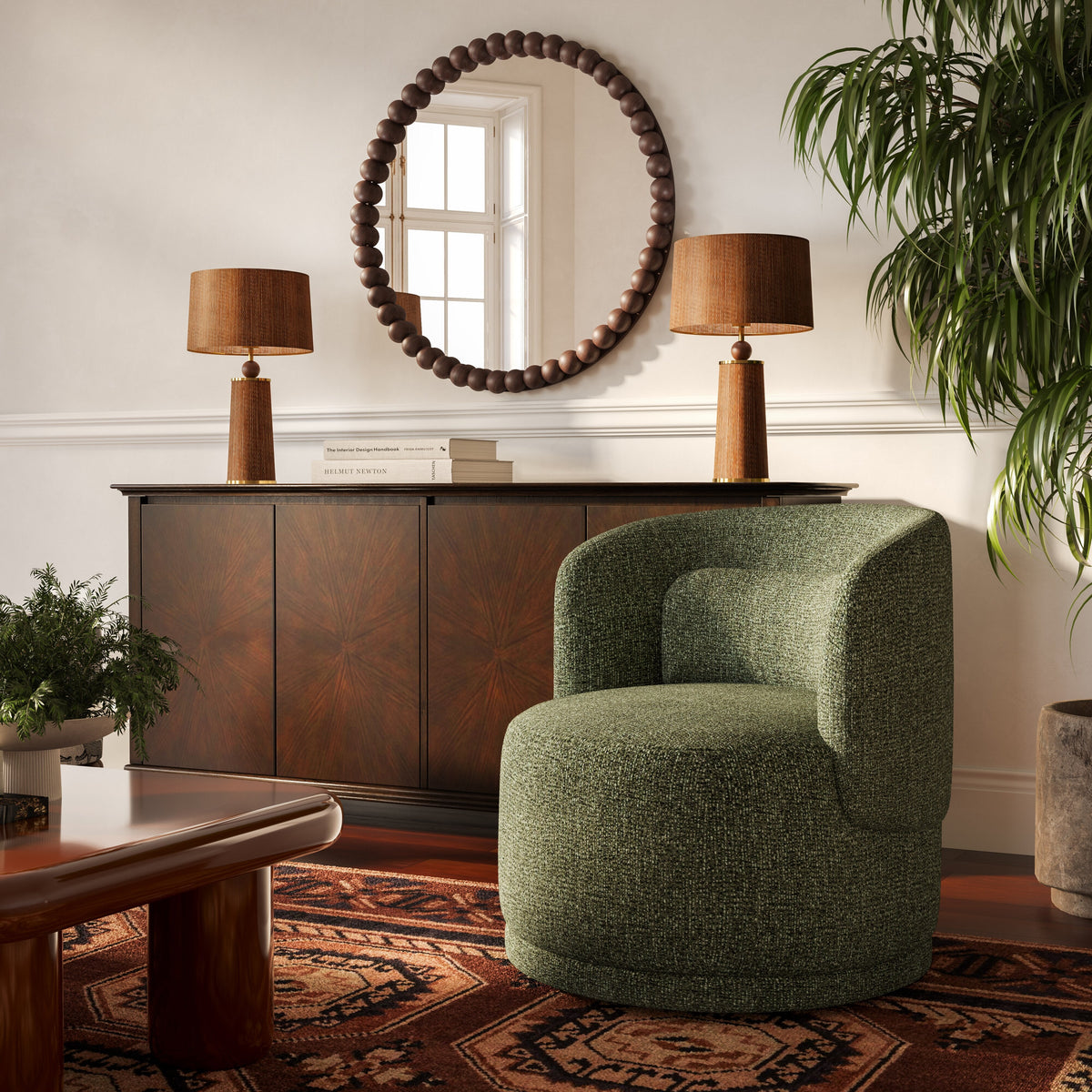 TOV Furniture Massa Green Textured Performance Swivel Chair