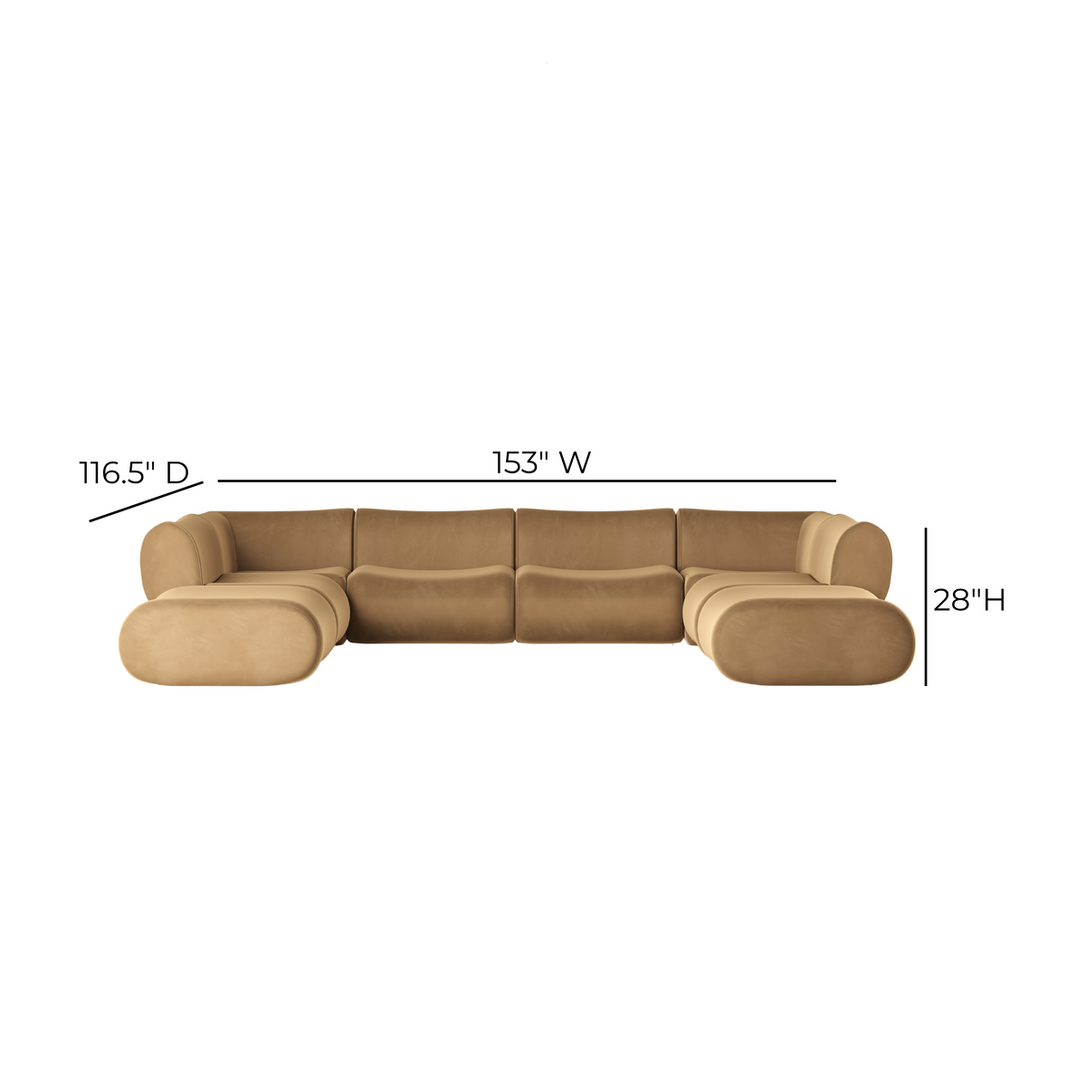 TOV Furniture Zenith Latte Brown Performance Velvet Modular 8-Piece U-Sectional Sofa