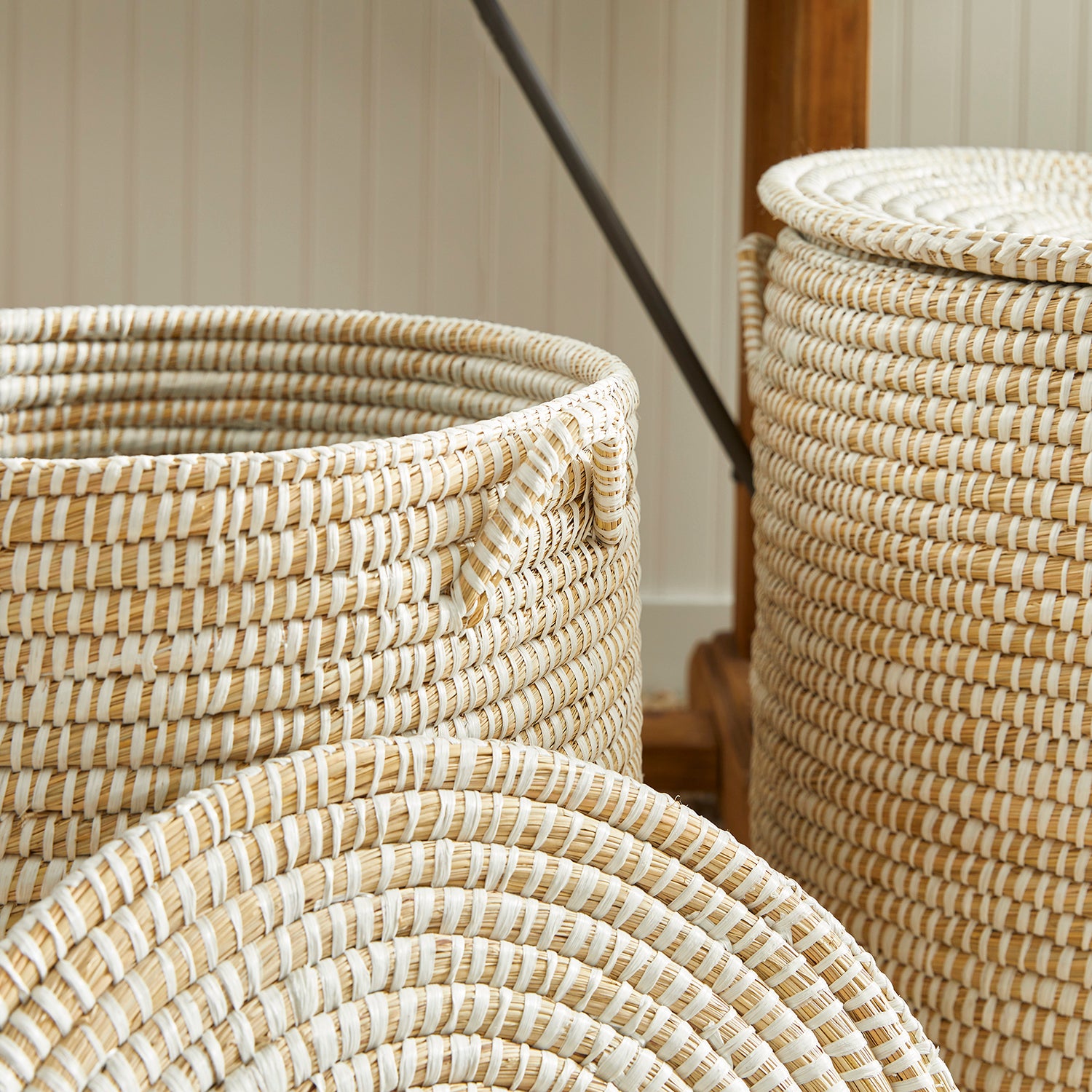 Rivergrass Lidded Hamper Basket Set of 2