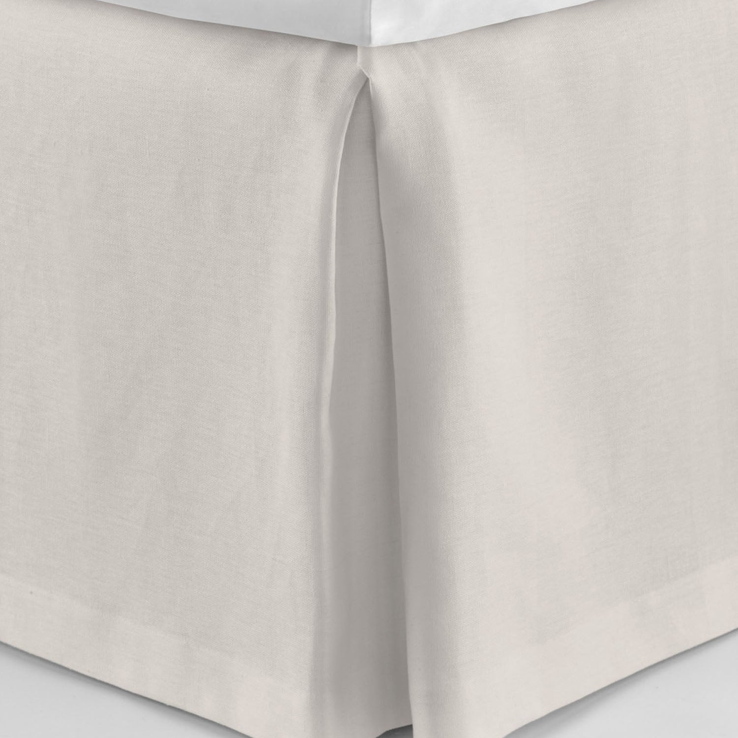 Peacock Alley Rio linen bedskirt draped detail at the bed base