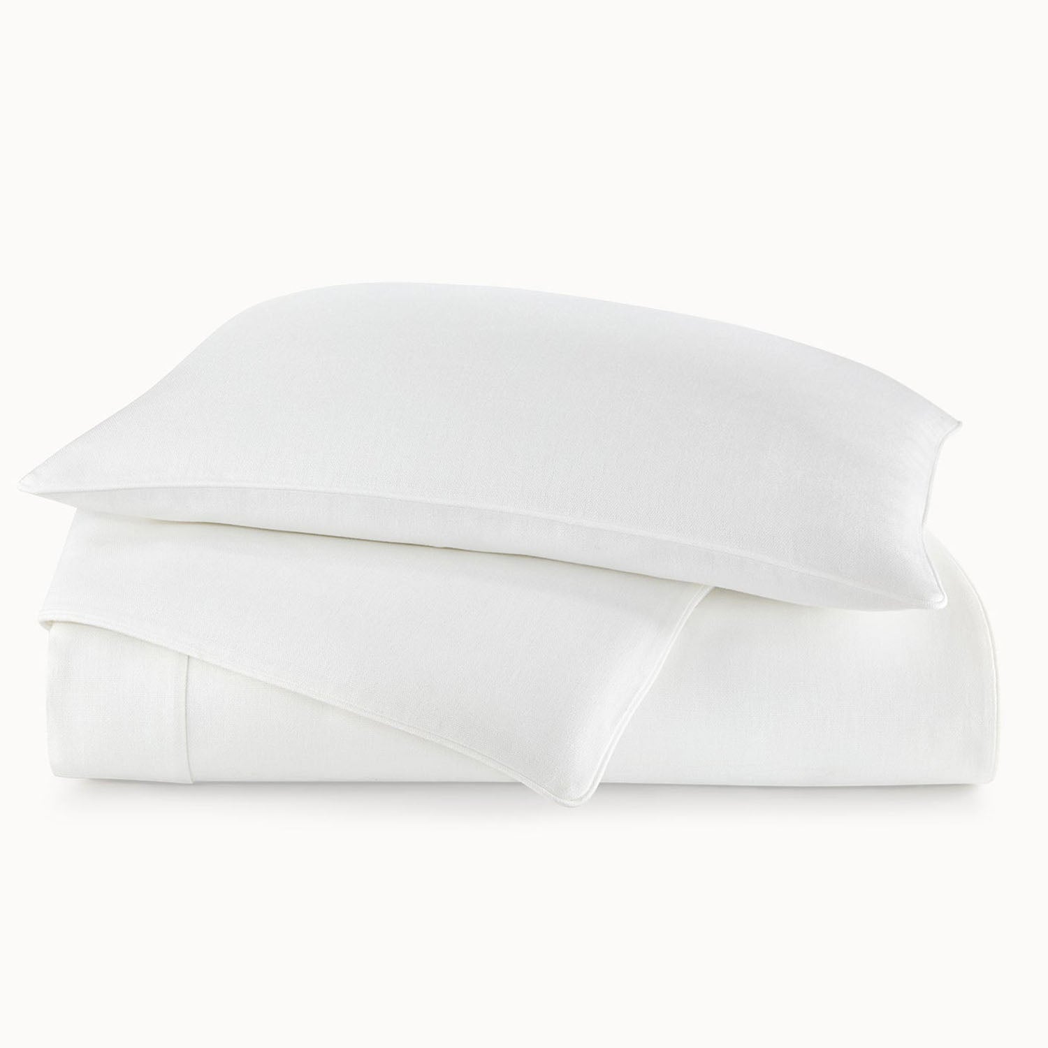 Peacock Alley Rio Linen Corded Duvet Cover 100% linen corded duvet cover, stack of neatly folded linens