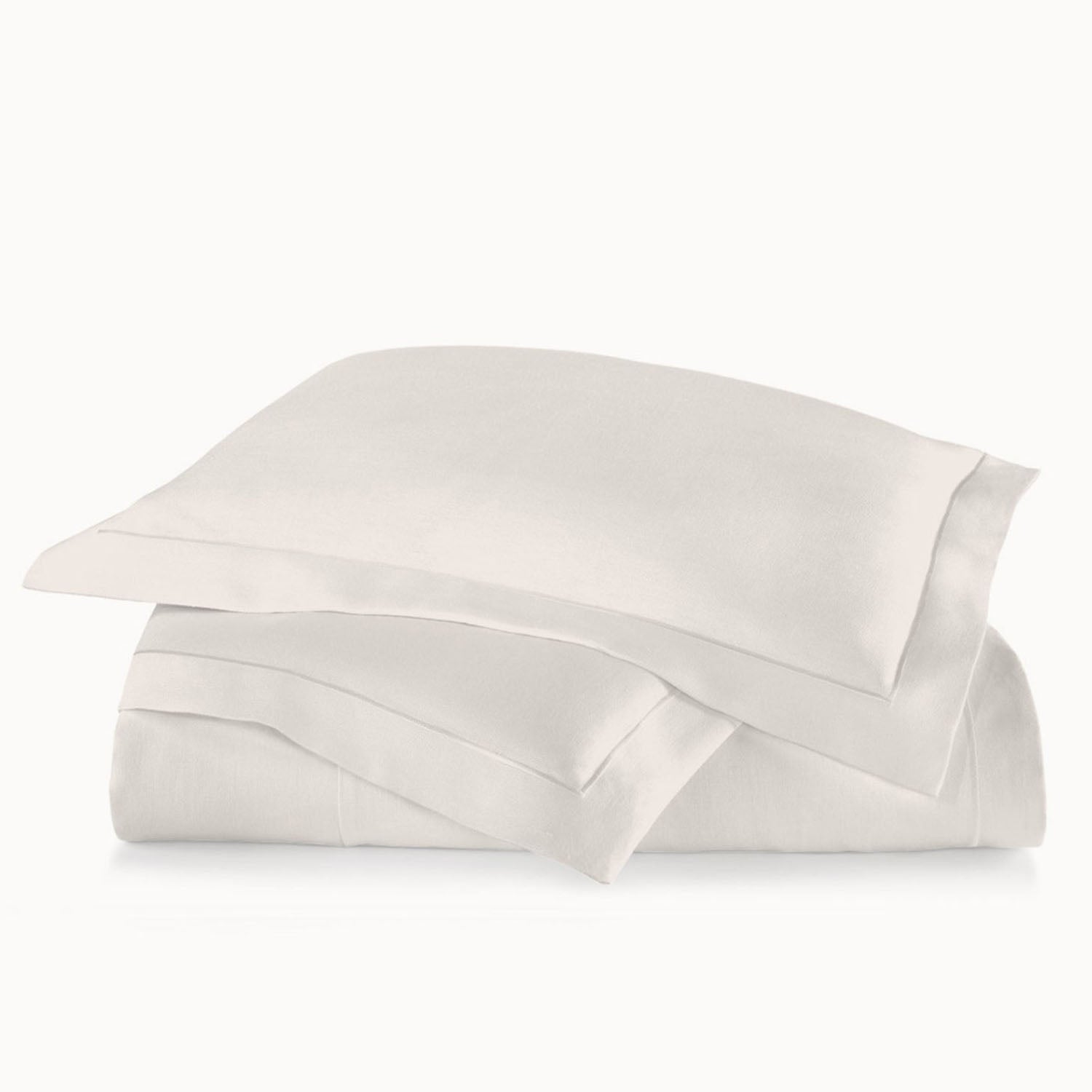 Peacock Alley Rio Flanged Linen Duvet Cover 100% linen flanged duvet cover, corner and edge detail