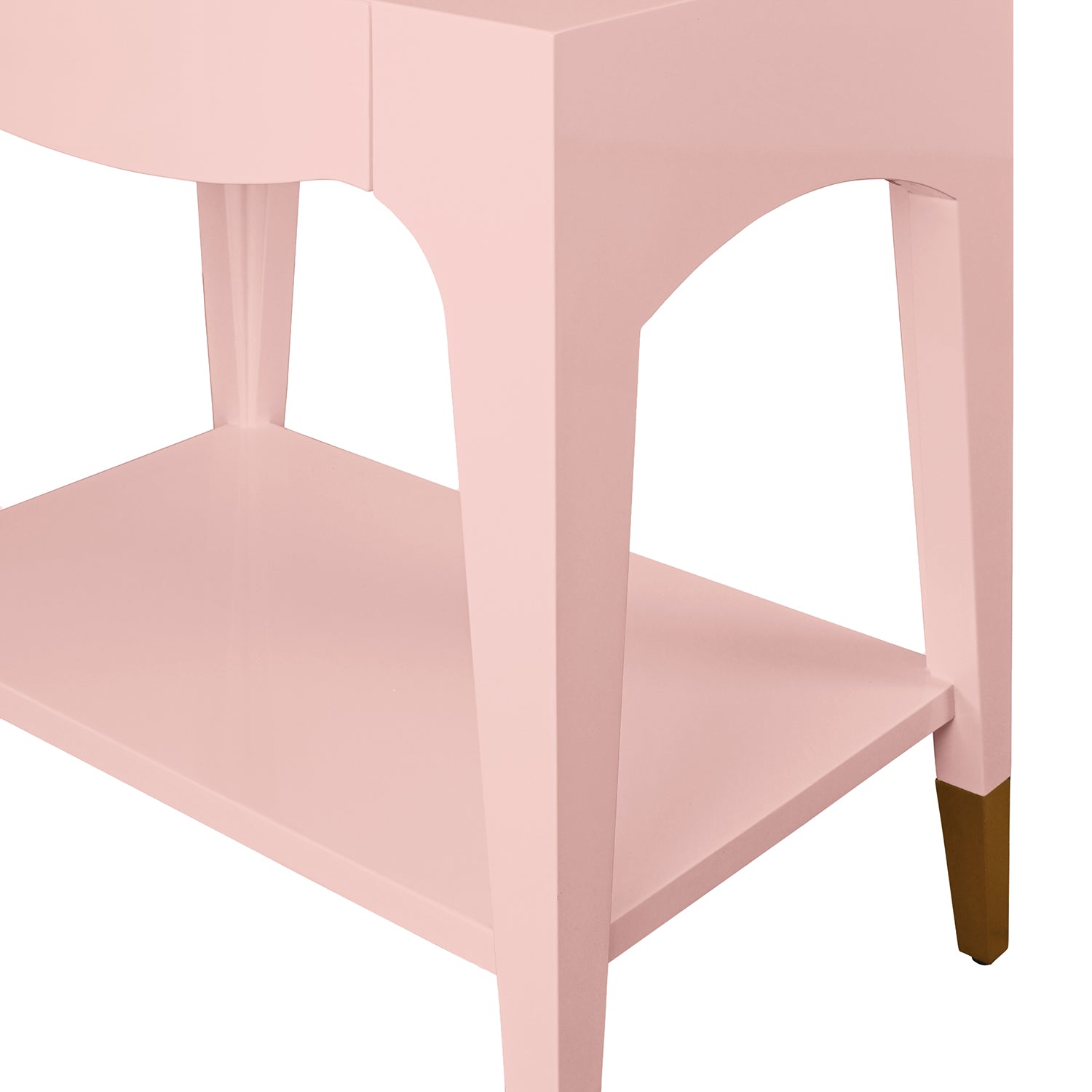 Worlds Away Ronny pink side table, top-down view of lacquered top