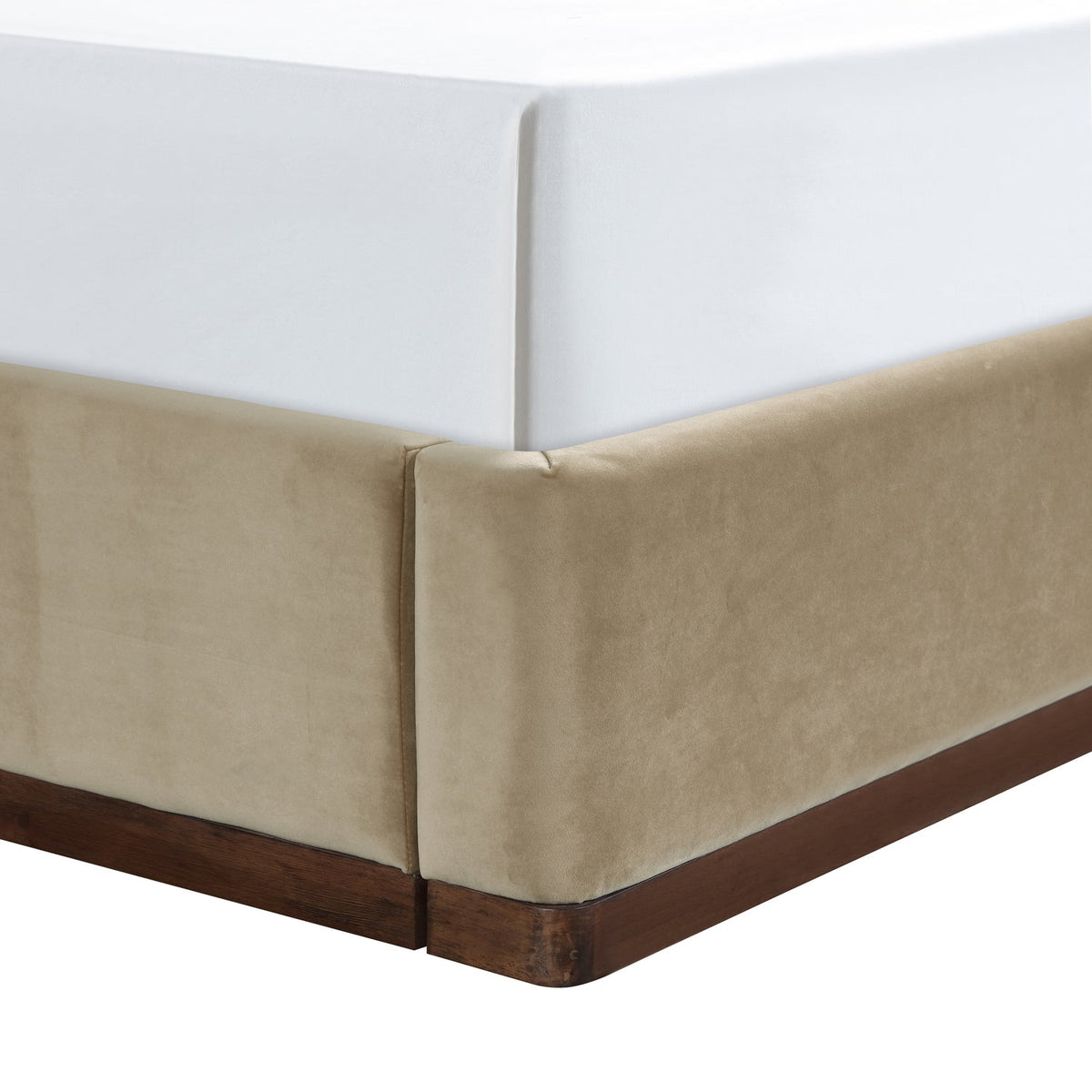 Rava Beige Brown Velvet Upholstered Bed