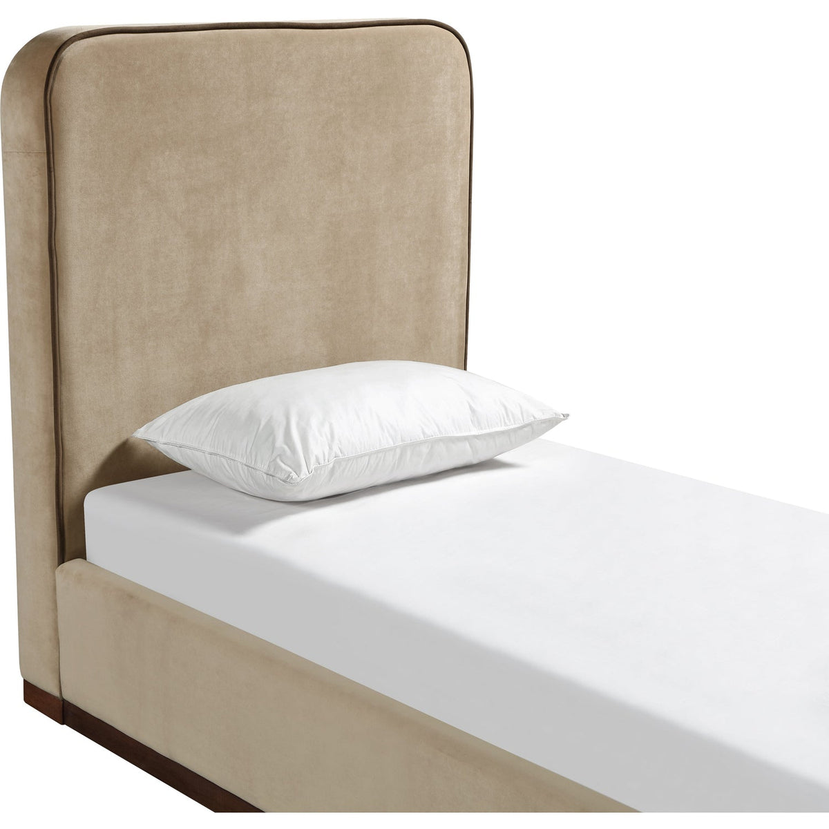 Rava Beige Brown Velvet Upholstered Bed
