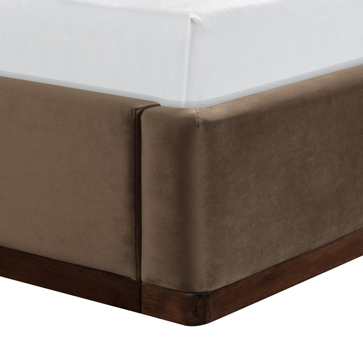 Rava Brown Beige Velvet Upholstered Bed