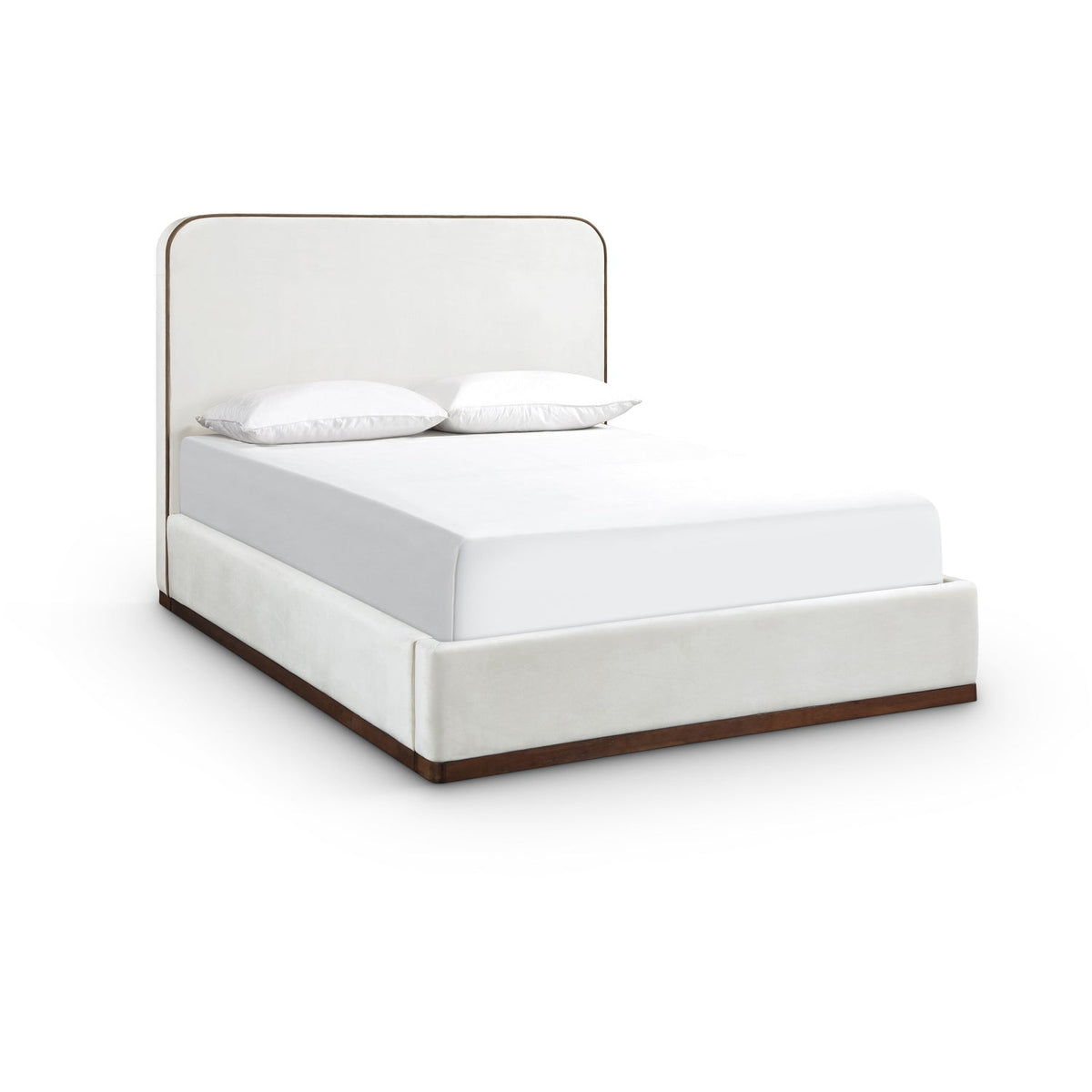 Rava Cream Beige Velvet Upholstered Bed