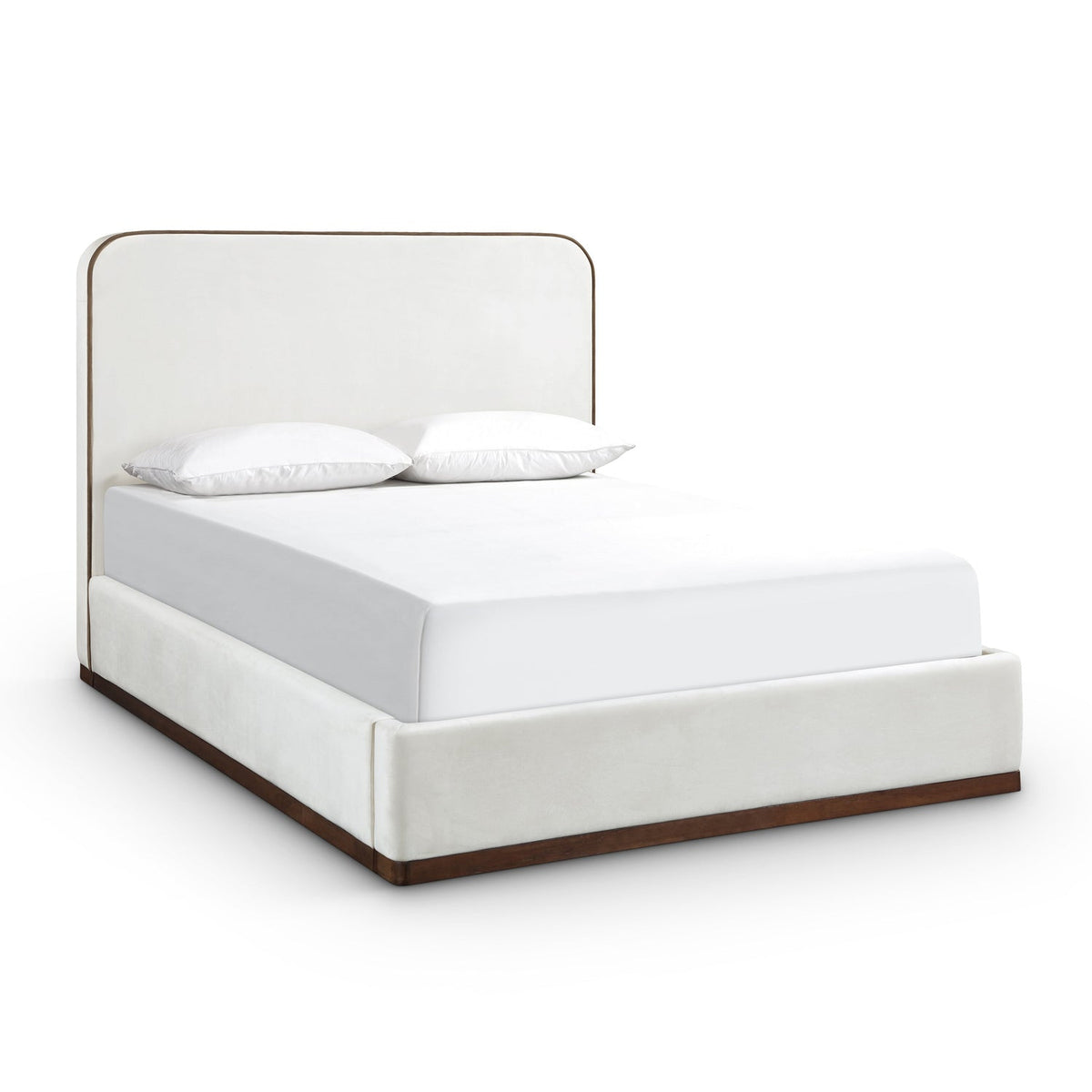 Rava Cream Beige Velvet Upholstered Bed